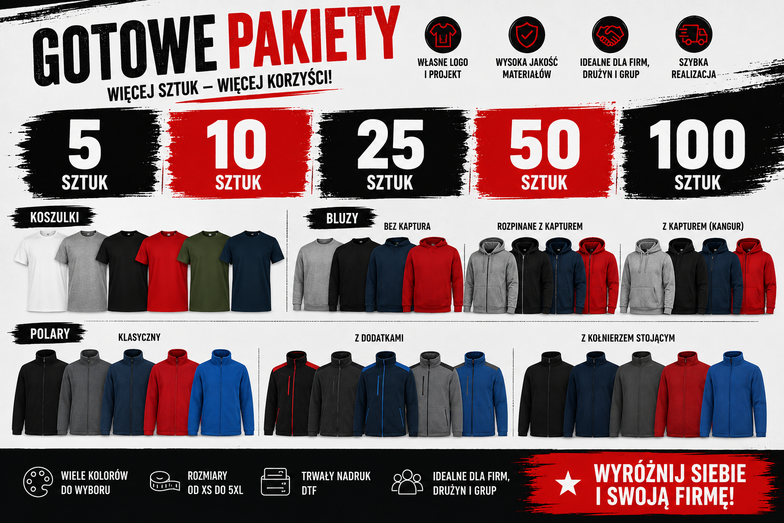 GOTOWE PAKIETY 5/10/25/50/100